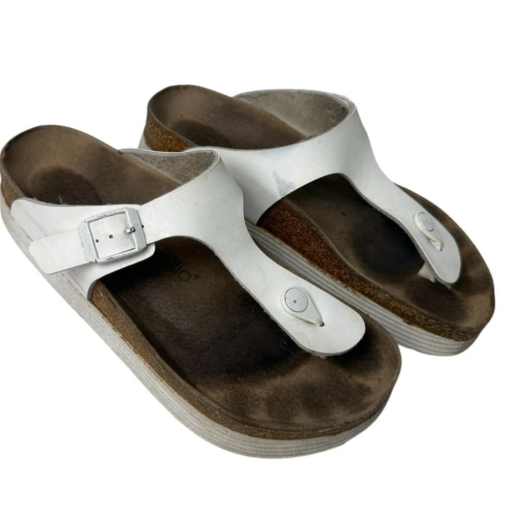 Birkenstock Papillio Gizeh Platform White Sandals Size 40 9 9.5 Women’s Thong - Picture 1 of 12